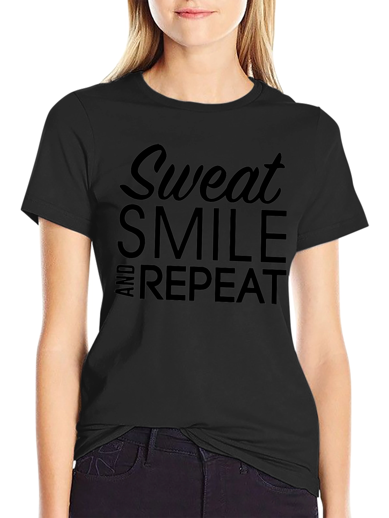 Sweat Smile and Repeat Black T-Shirt