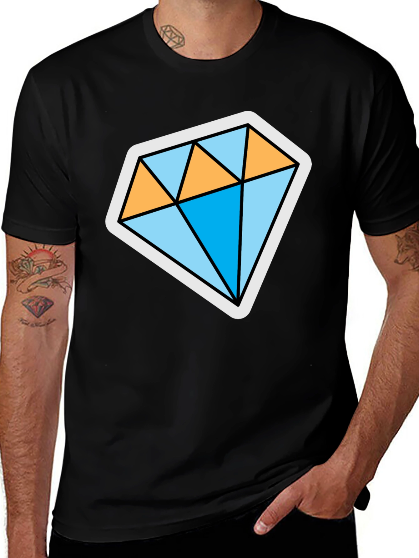 Diamond Graphic Black T-Shirt - Stylish Mens Tee