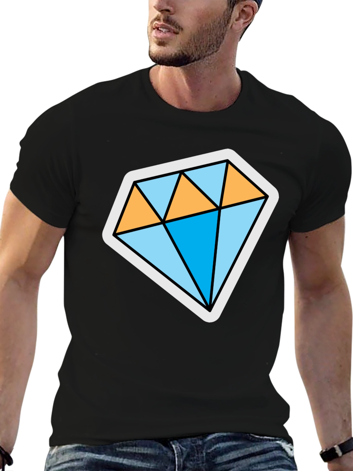 Diamond Graphic Black T-Shirt - Stylish Mens Tee