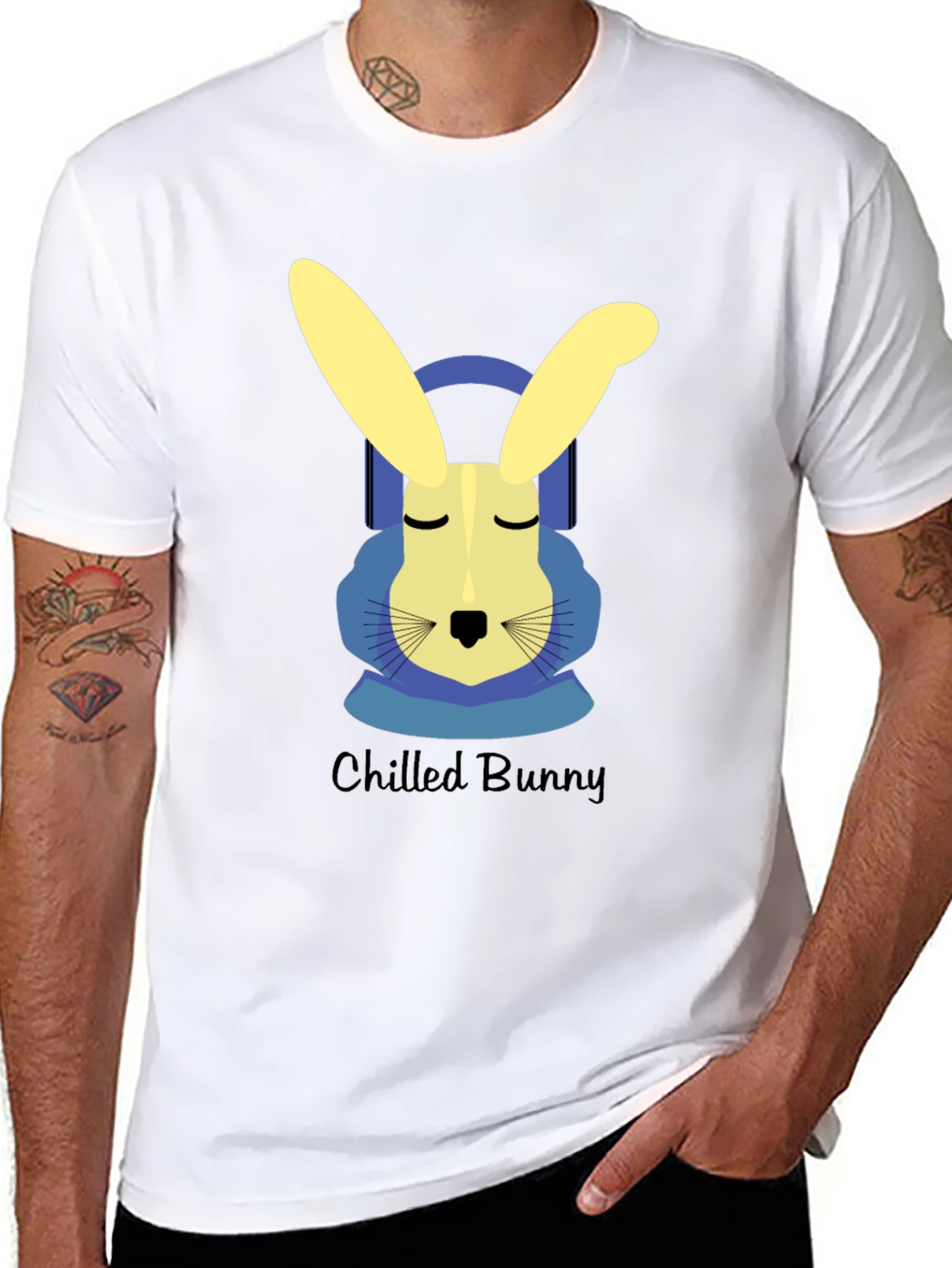 Chilled Bunny Graphic Tee - Black Cotton T-Shirt
