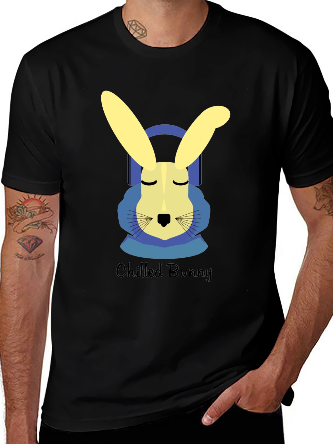 Chilled Bunny Graphic Tee - Black Cotton T-Shirt