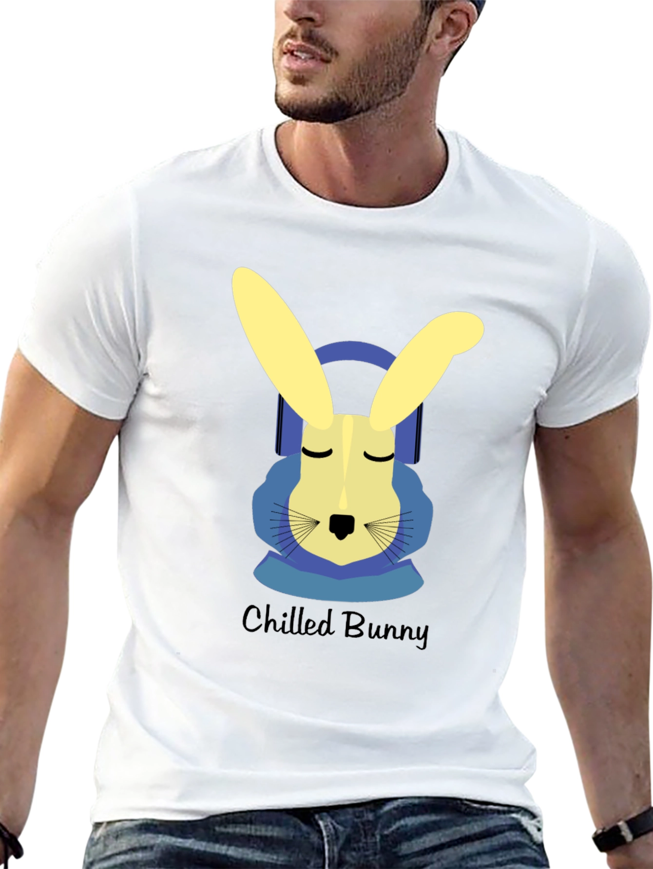 Chilled Bunny Graphic Tee - Black Cotton T-Shirt