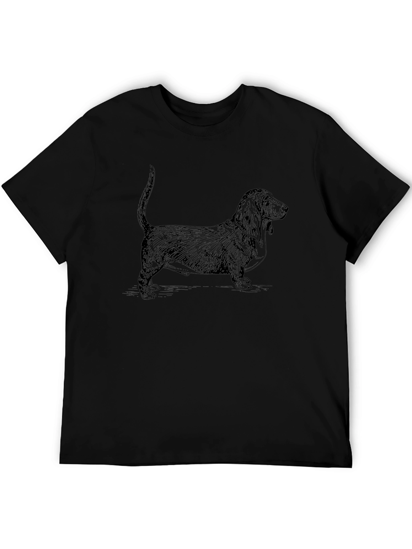 Basset Hound Dog Graphic Tee - Black