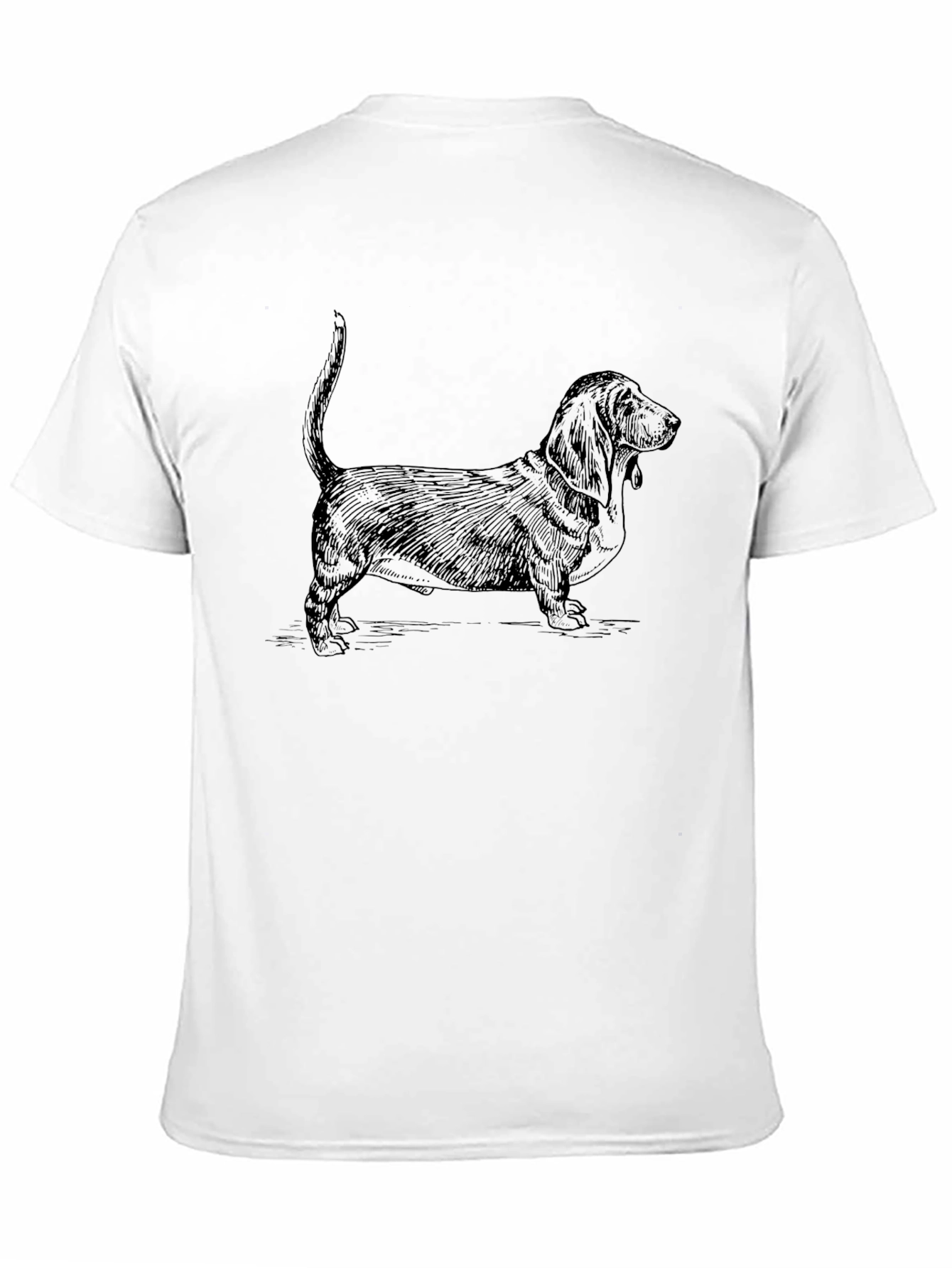 Basset Hound Dog Graphic Tee - Black