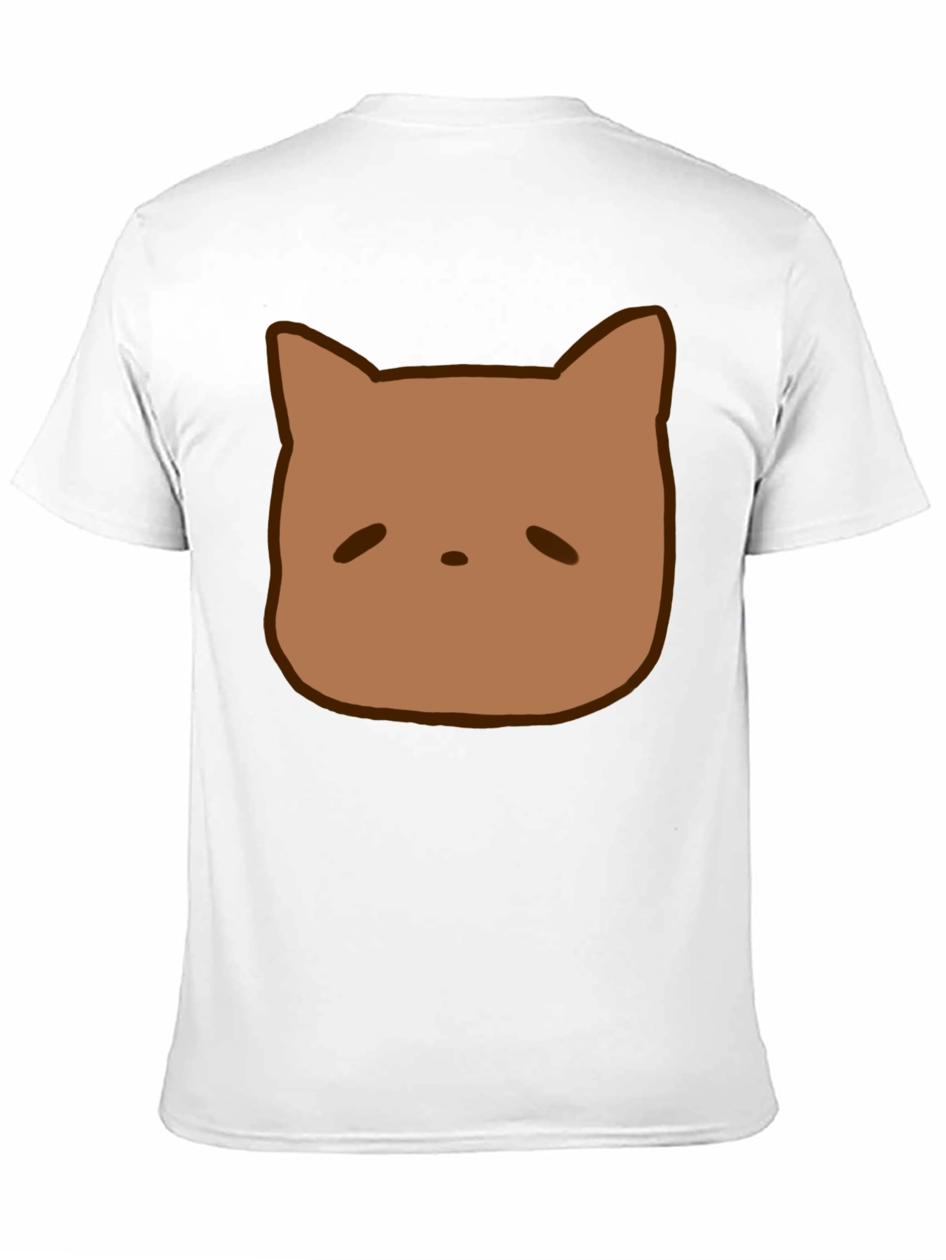 Cute Brown Cat Face Graphic Black T-Shirt