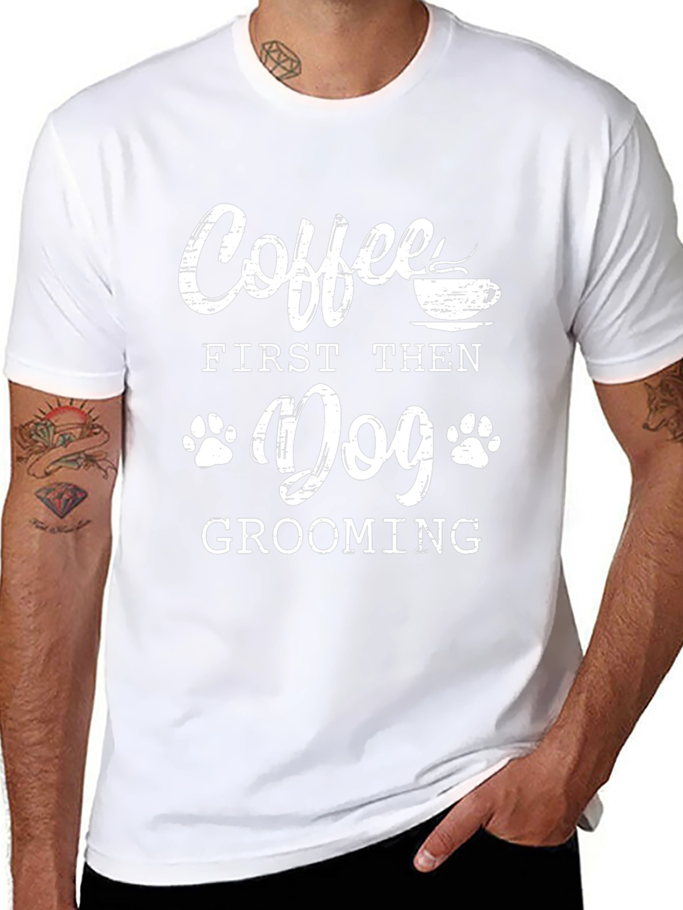 Coffee First Then Dog Grooming T-Shirt