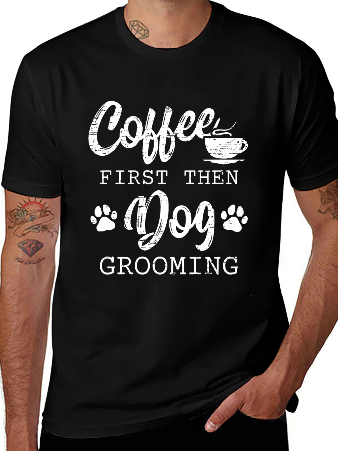 Coffee First Then Dog Grooming T-Shirt
