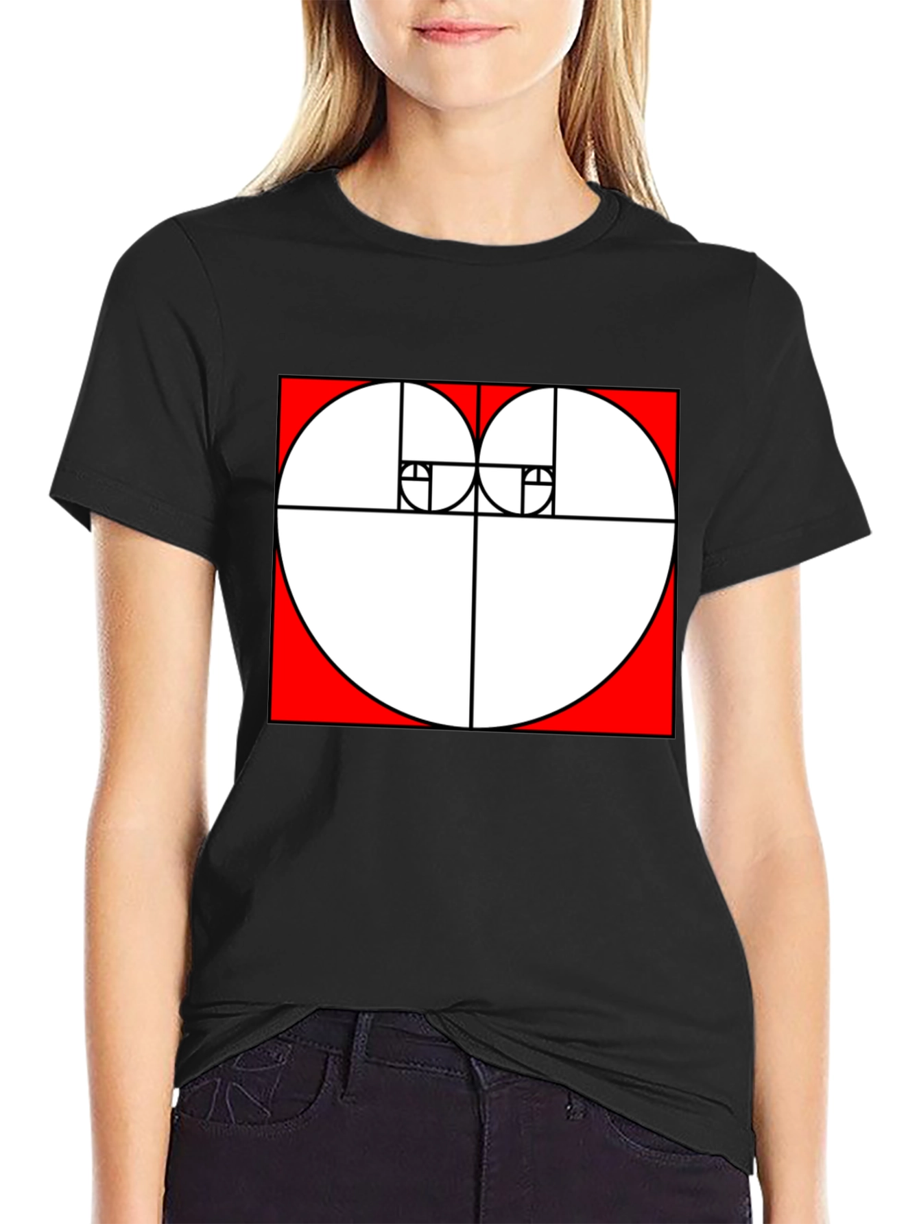 Geometric Heart Ratio Black Tee