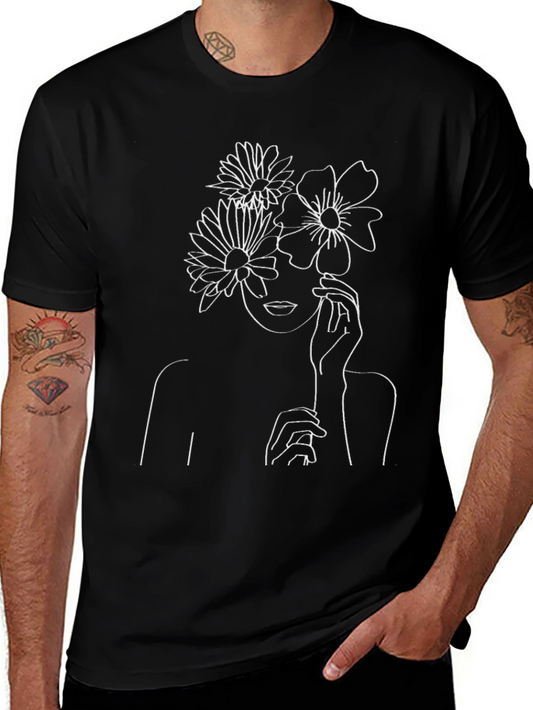Floral Portrait Graphic Tee - Unisex Black T-Shirt