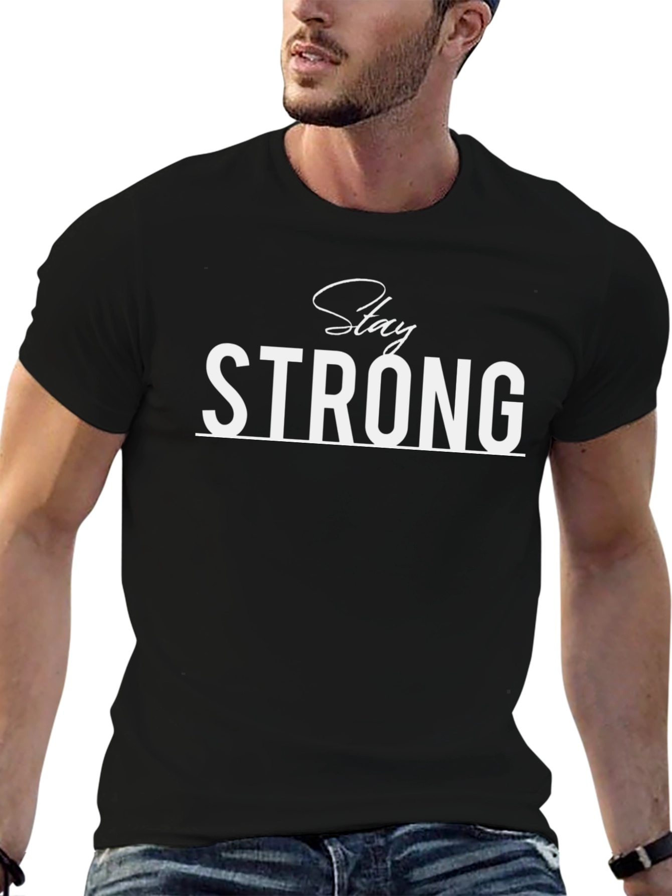 Stay Strong Black Graphic T-Shirt
