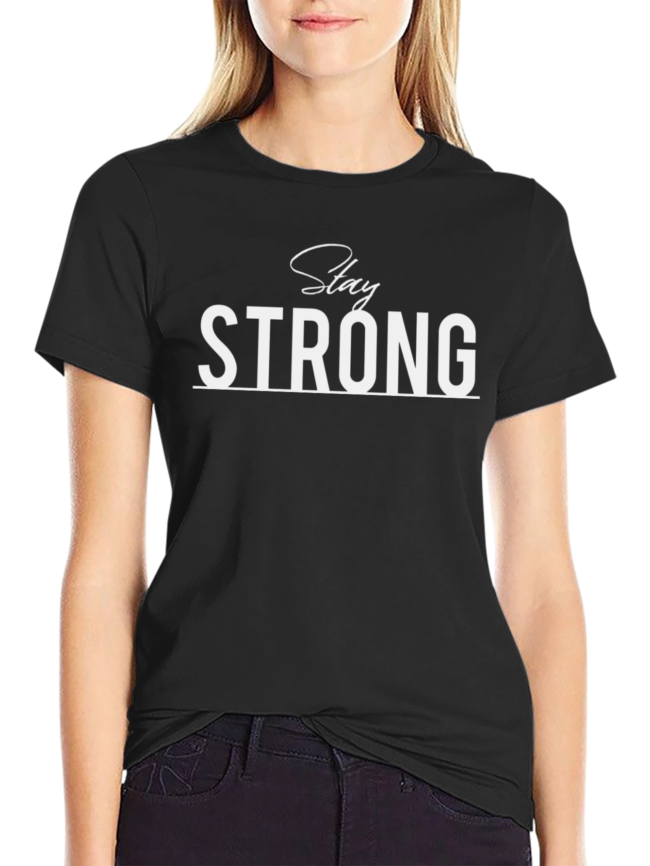 Stay Strong Black Graphic T-Shirt