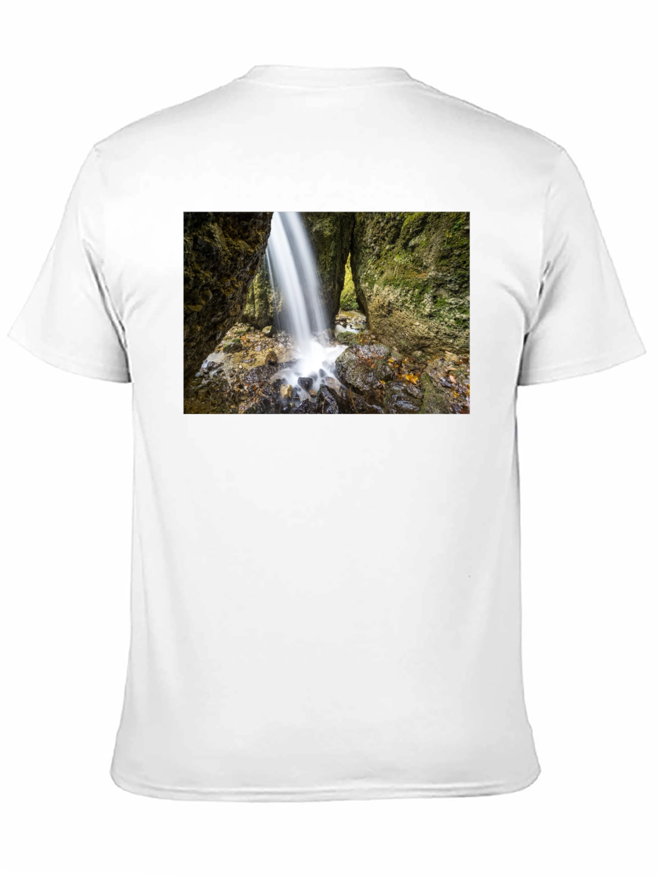 Waterfall Print Black T-Shirt