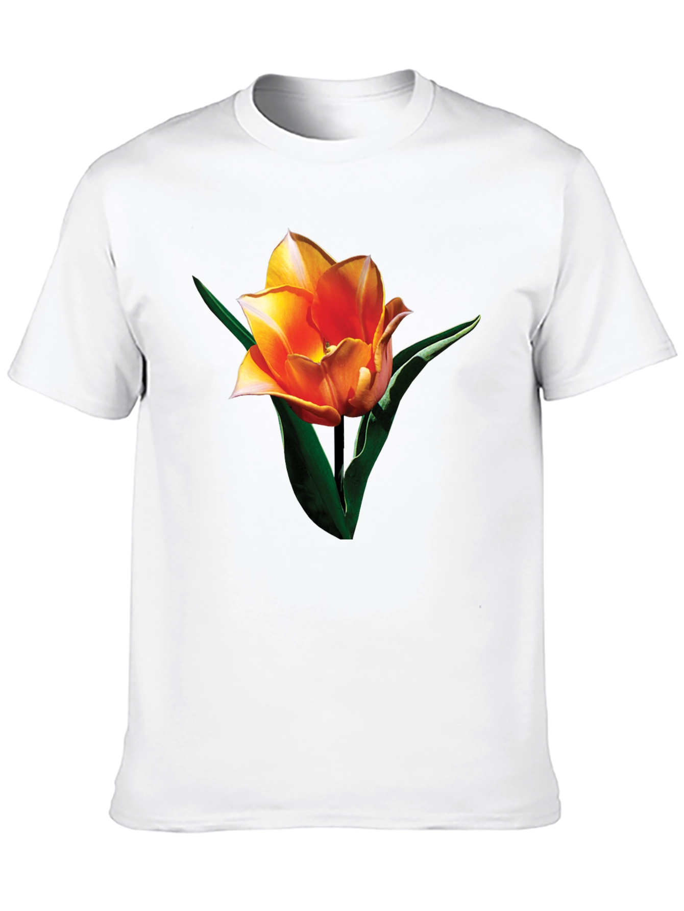 Black Tulip Graphic Tee - Stylish Floral Print