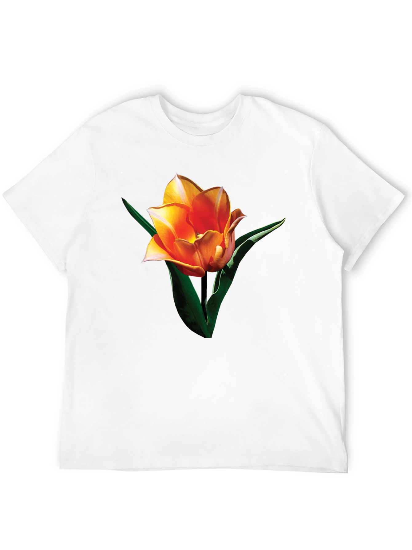 Black Tulip Graphic Tee - Stylish Floral Print