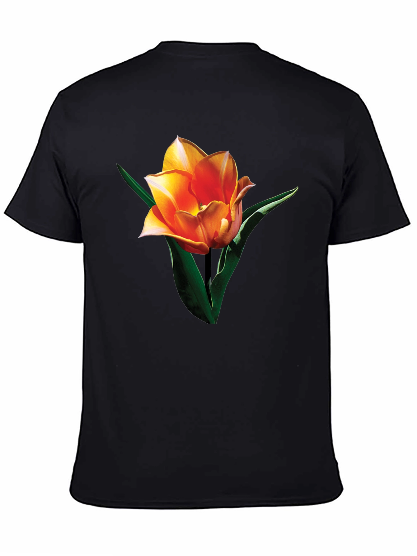 Black Tulip Graphic Tee - Stylish Floral Print