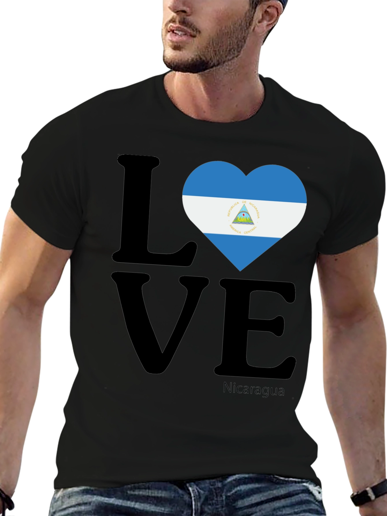 Nicaragua Love T-Shirt - Flag Heart Design