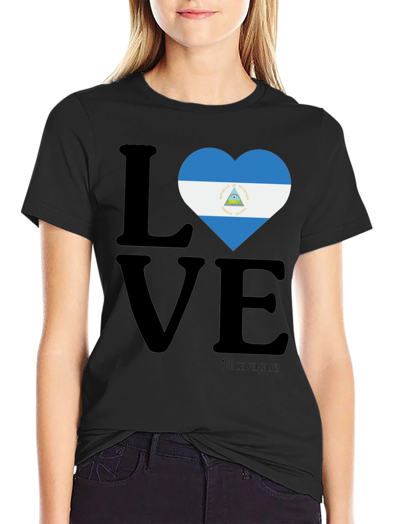 Nicaragua Love T-Shirt - Flag Heart Design
