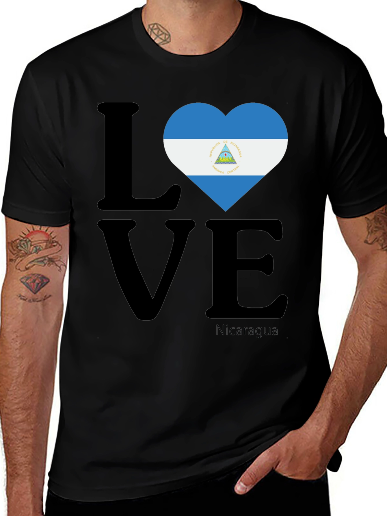Nicaragua Love T-Shirt - Flag Heart Design