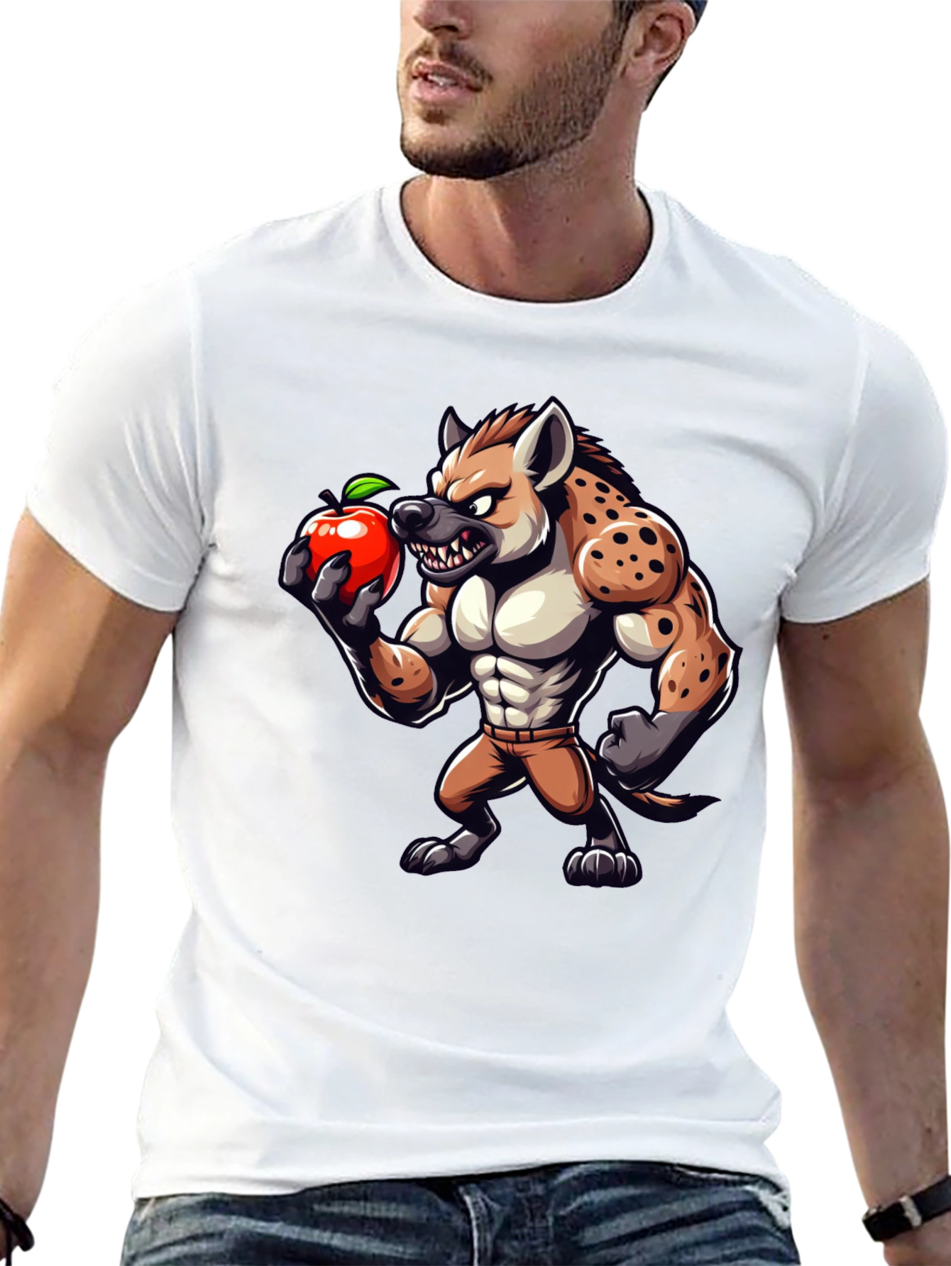 Hyena Apple Funny Graphic T-Shirt