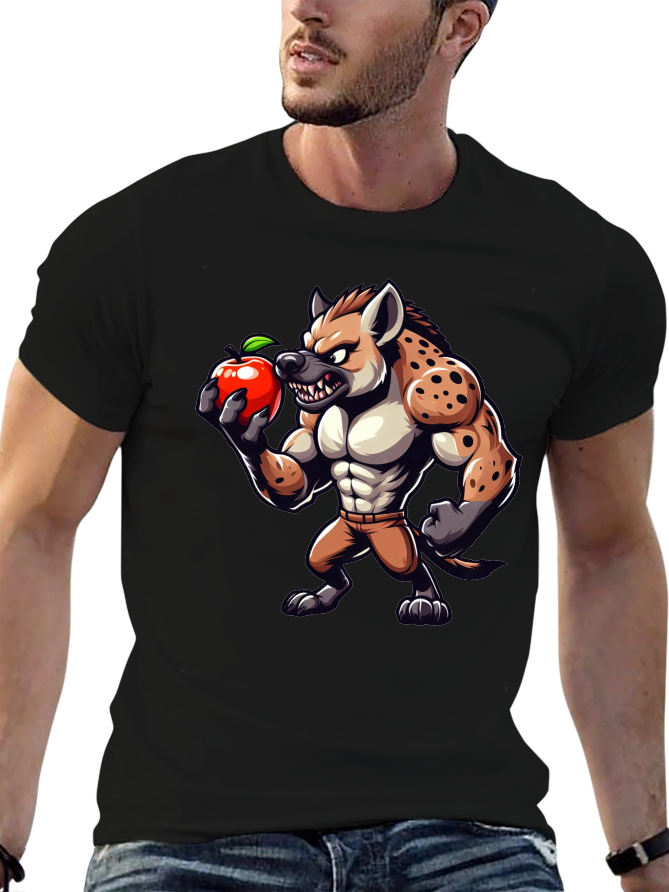 Hyena Apple Funny Graphic T-Shirt