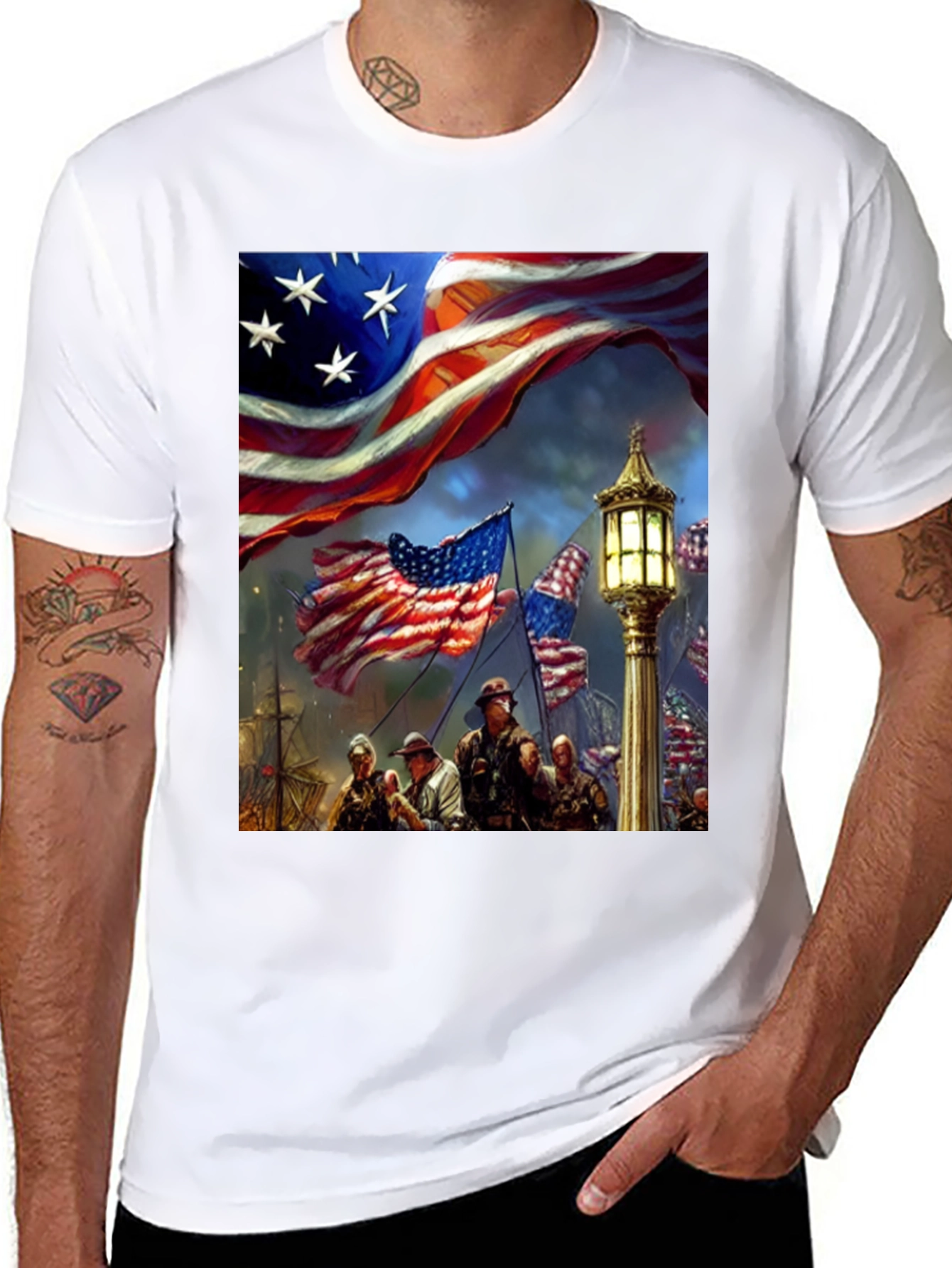 Patriotic American Flag Graphic T-Shirt