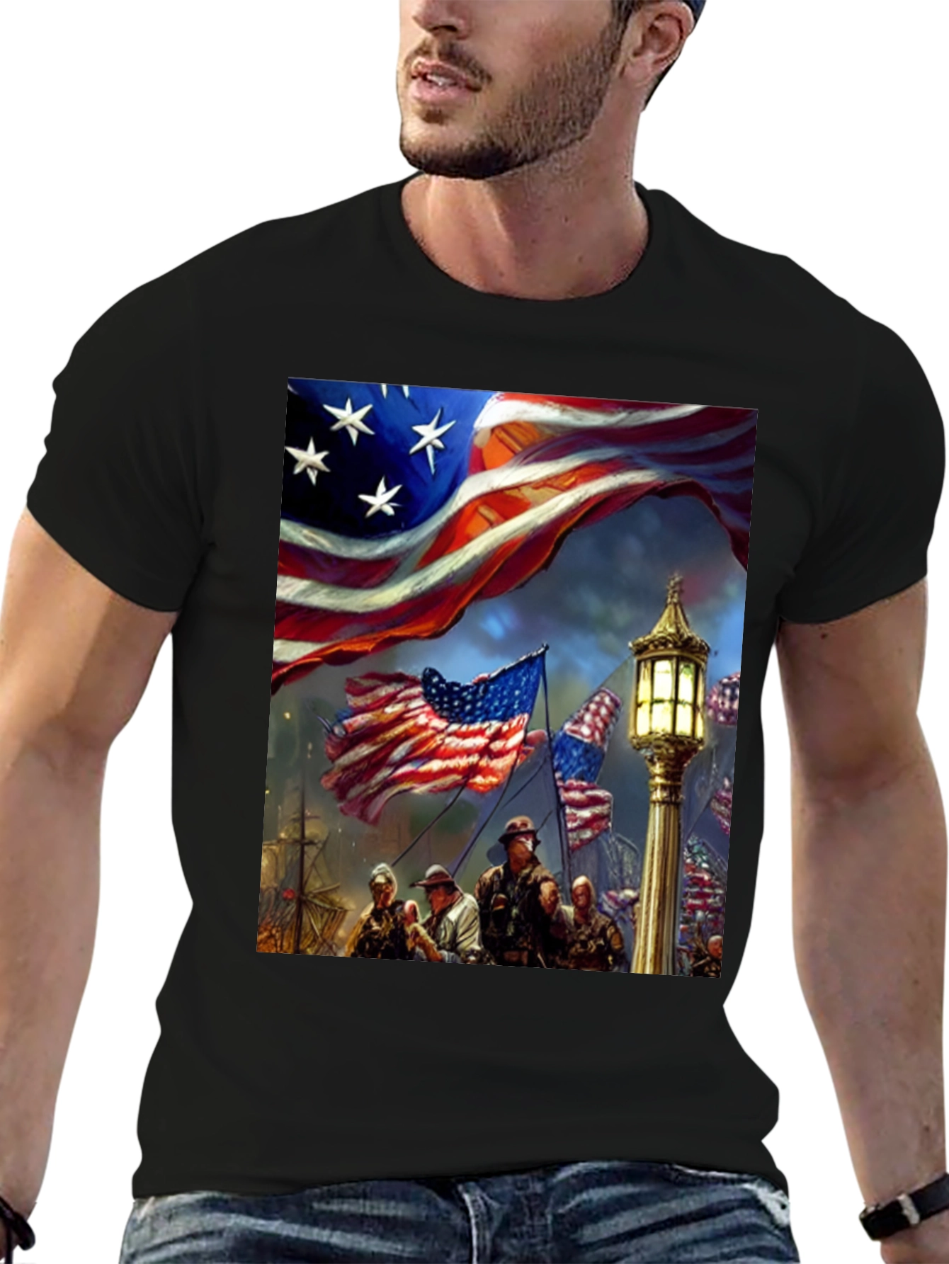 Patriotic American Flag Graphic T-Shirt