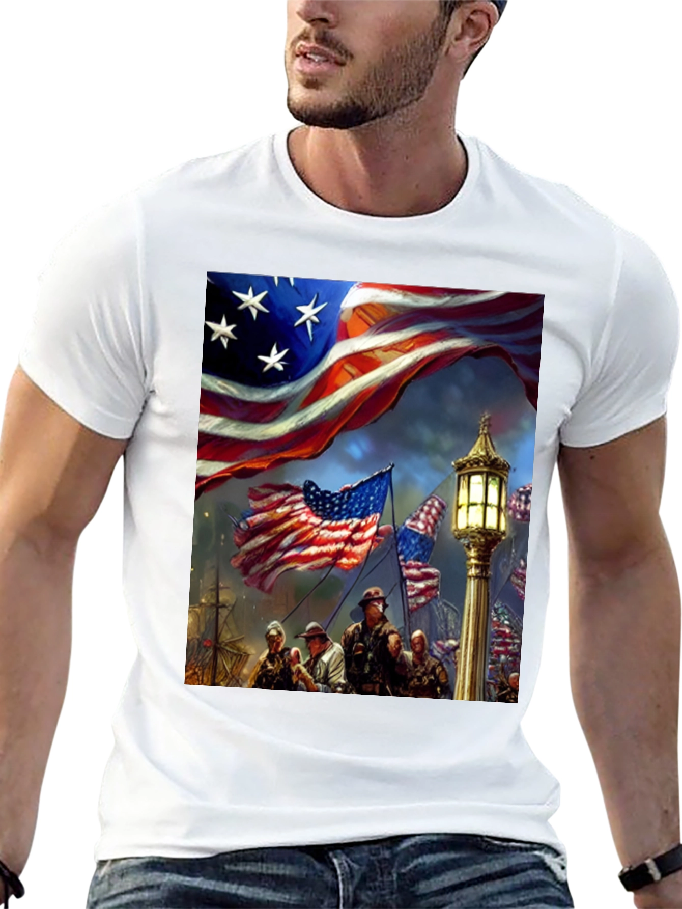 Patriotic American Flag Graphic T-Shirt