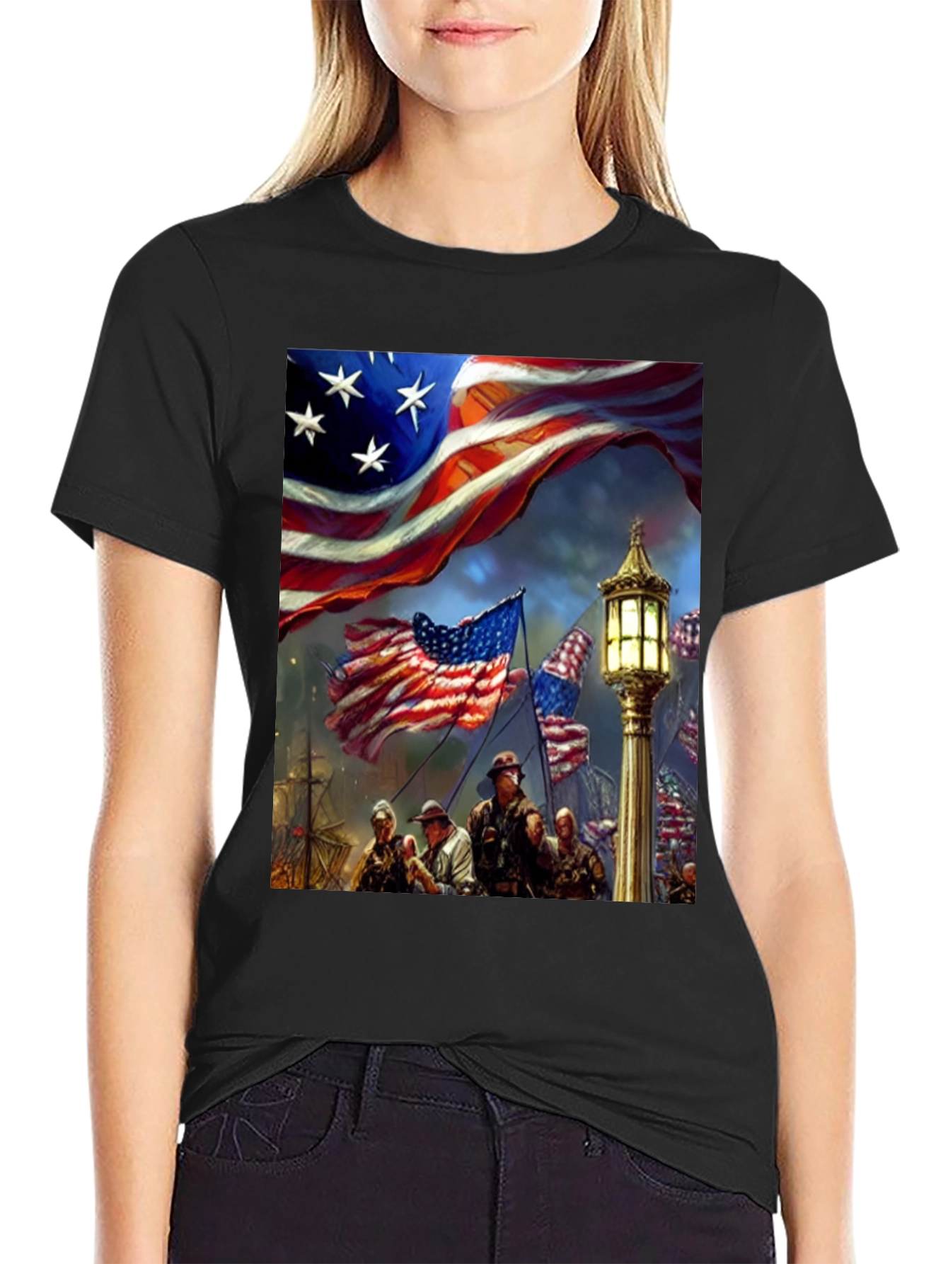 Patriotic American Flag Graphic T-Shirt
