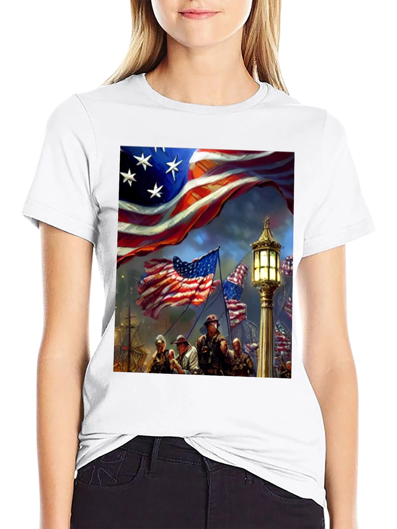 Patriotic American Flag Graphic T-Shirt