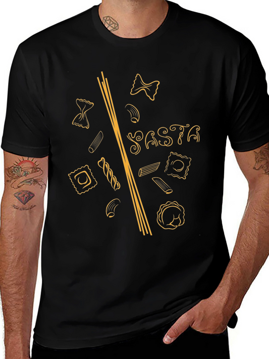Pasta Lover T-Shirt - Black Unique Noodle Design