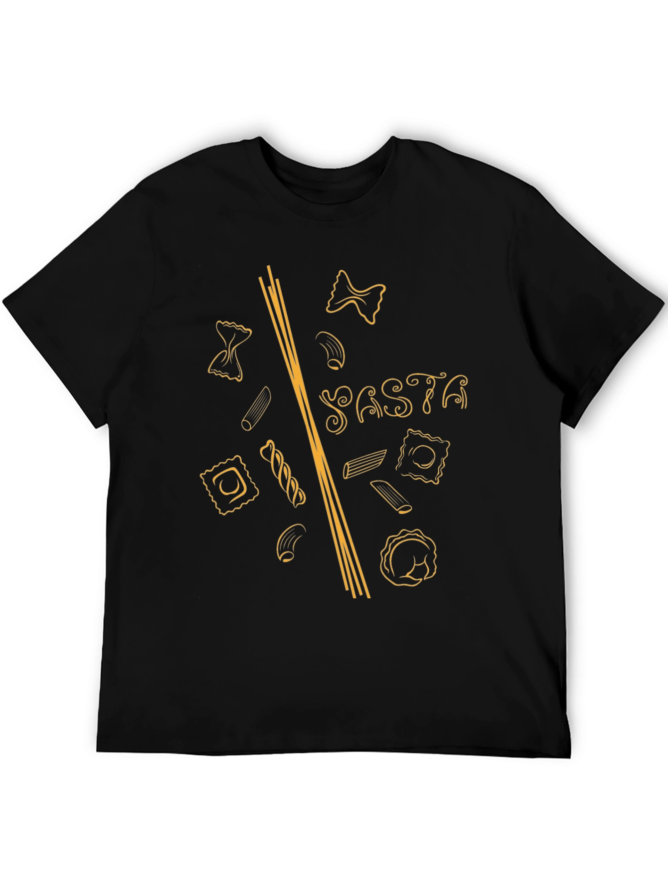 Pasta Lover T-Shirt - Black Unique Noodle Design
