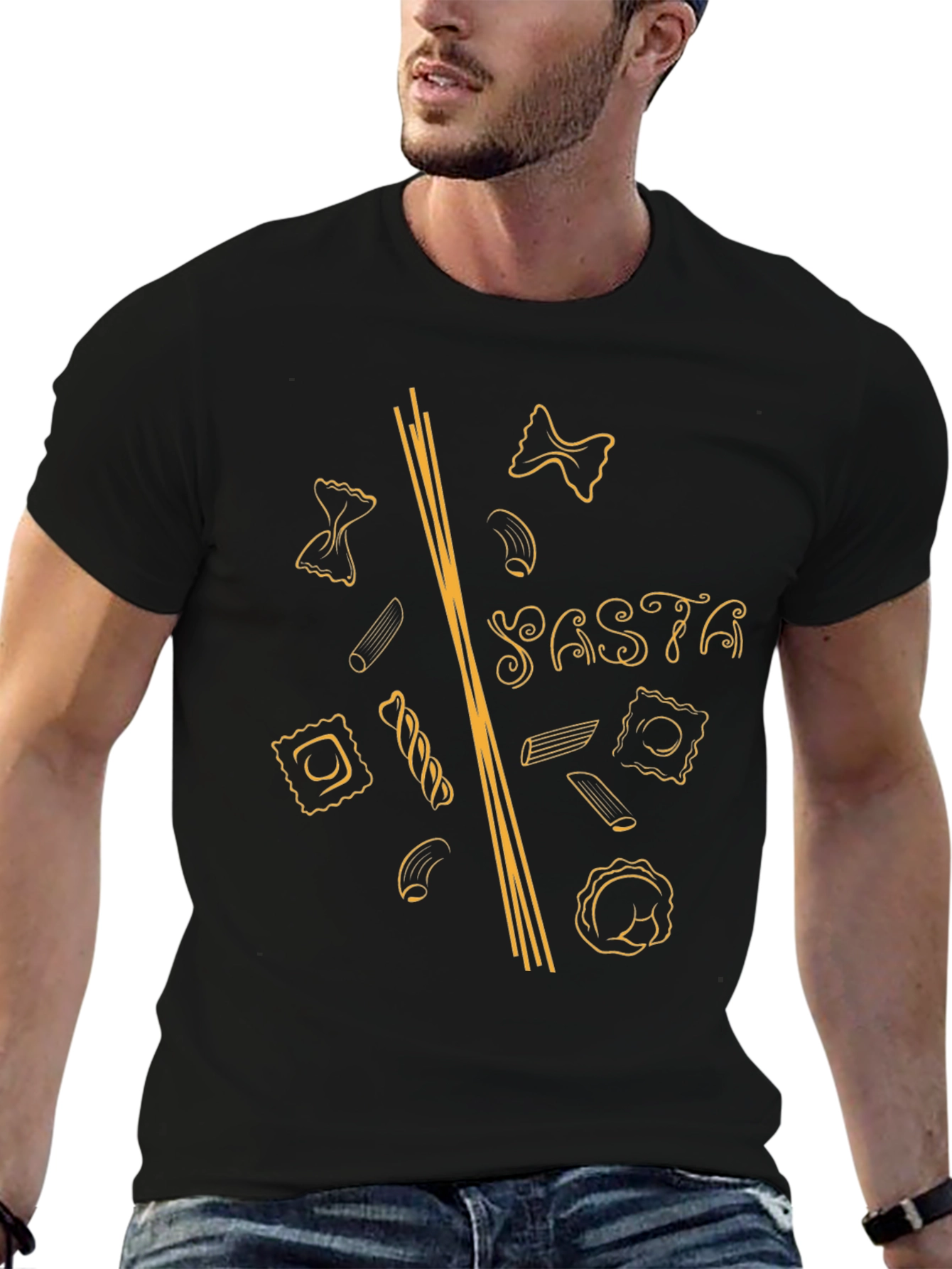 Pasta Lover T-Shirt - Black Unique Noodle Design