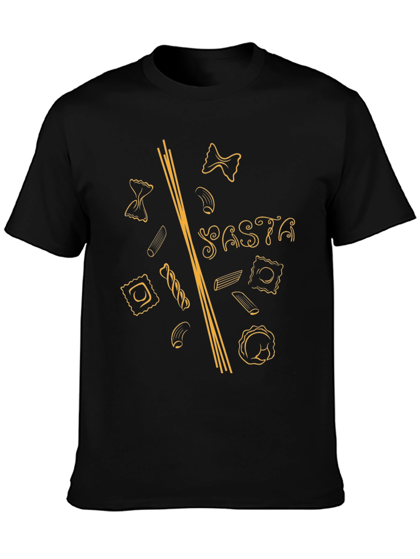 Pasta Lover T-Shirt - Black Unique Noodle Design