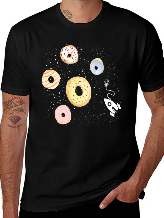 Space Donut Graphic Tee - Black Cotton T-Shirt