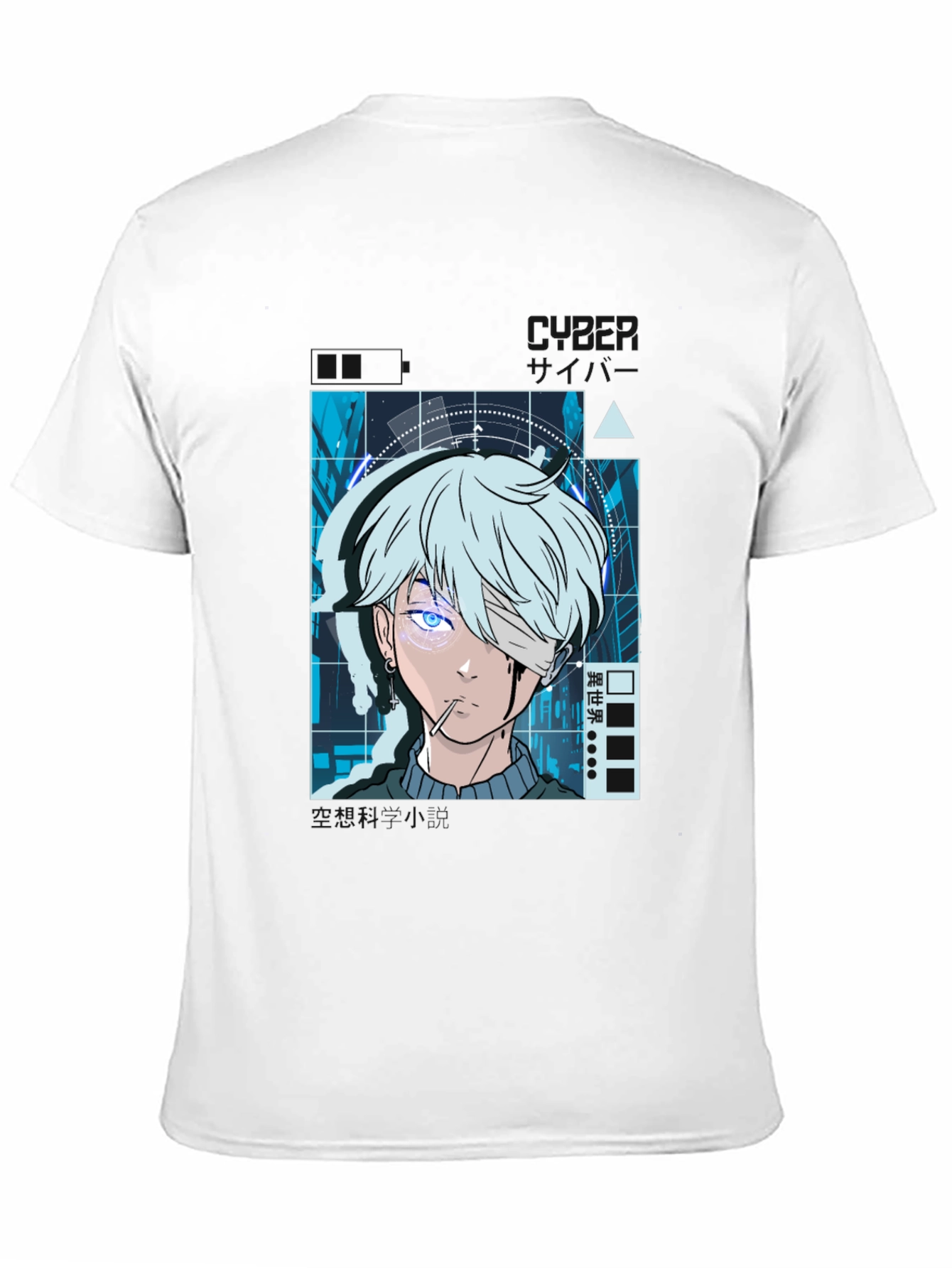 Anime Cyberpunk Graphic Print Black T-Shirt