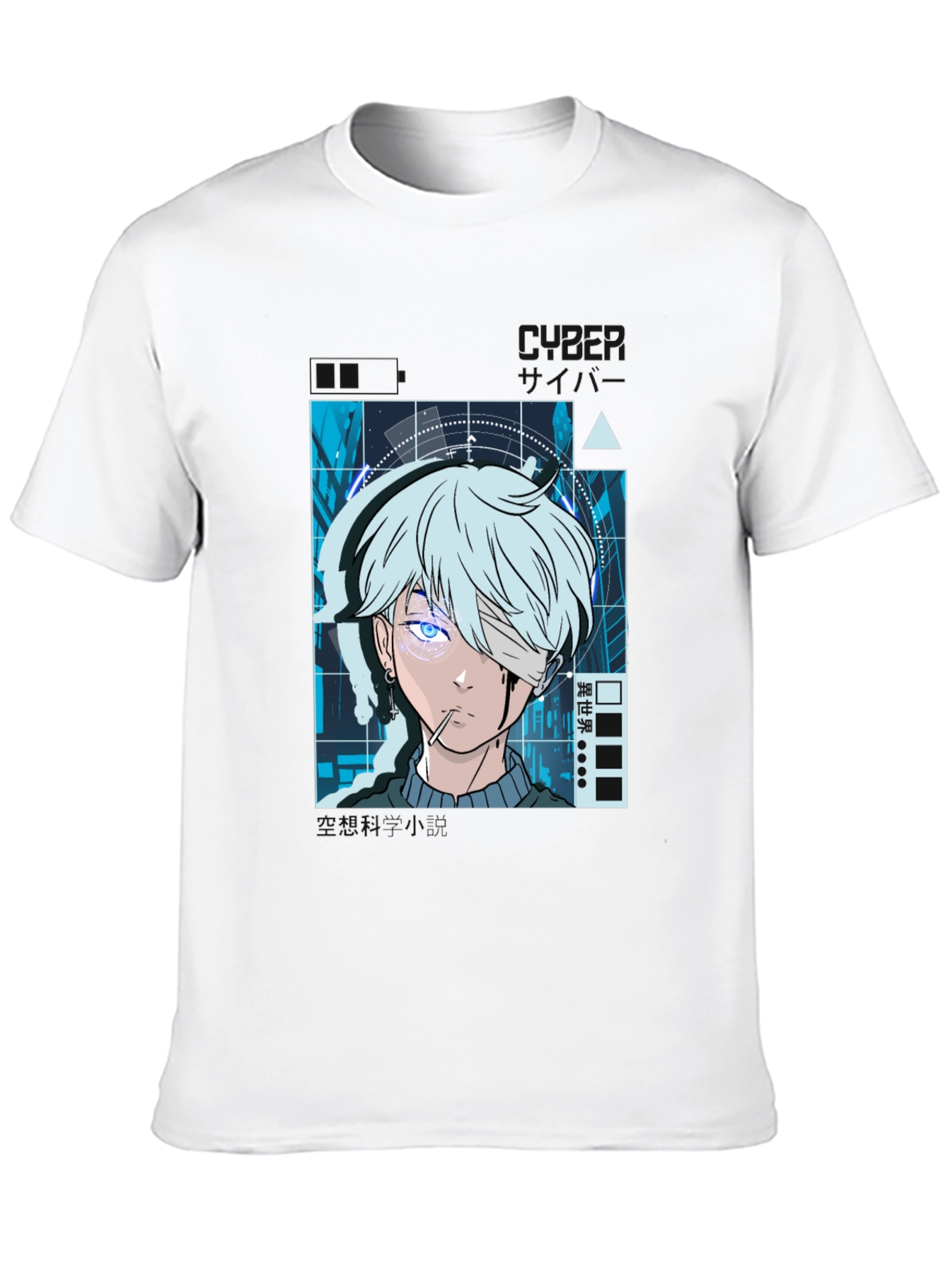 Anime Cyberpunk Graphic Print Black T-Shirt