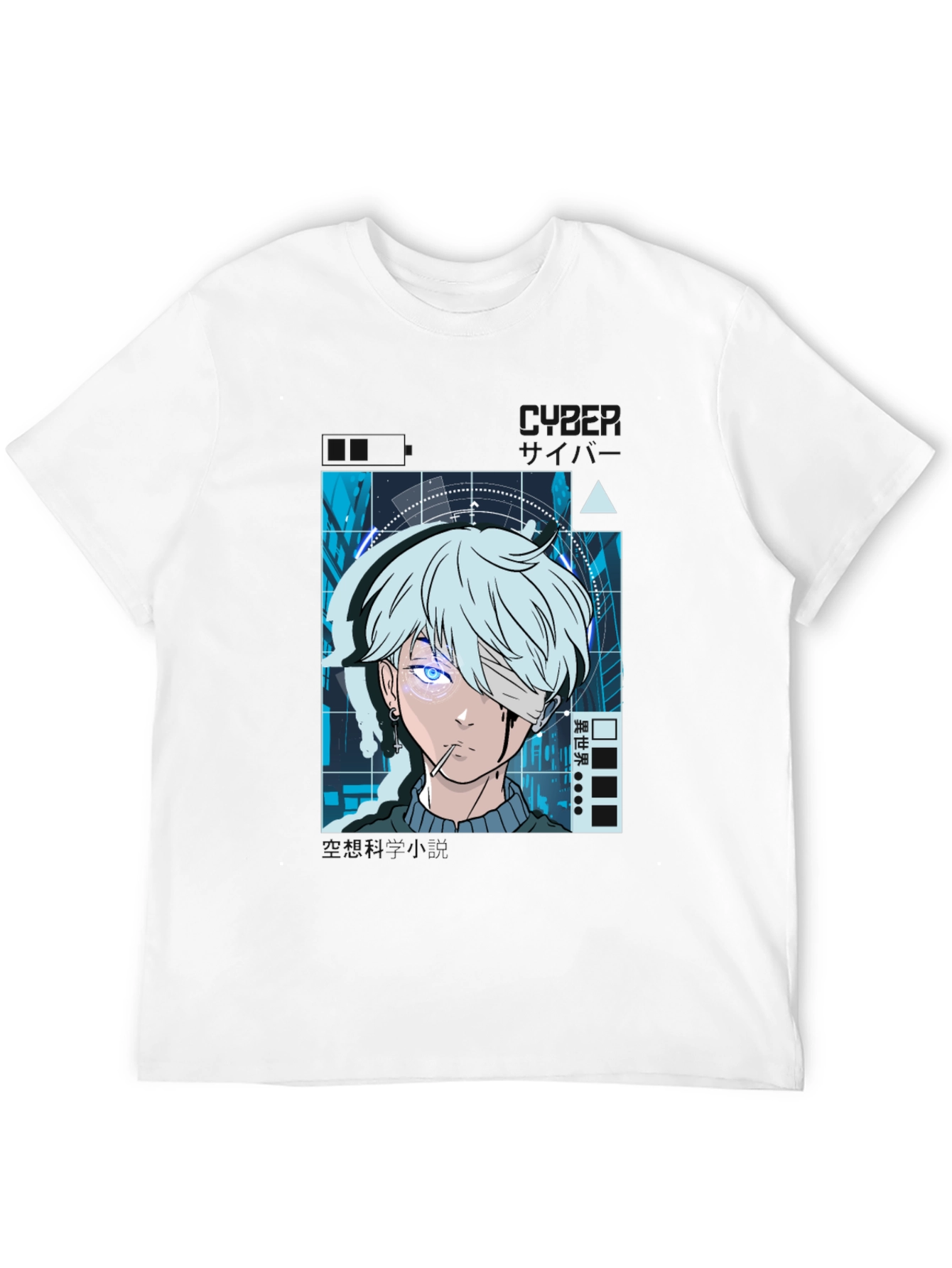 Anime Cyberpunk Graphic Print Black T-Shirt