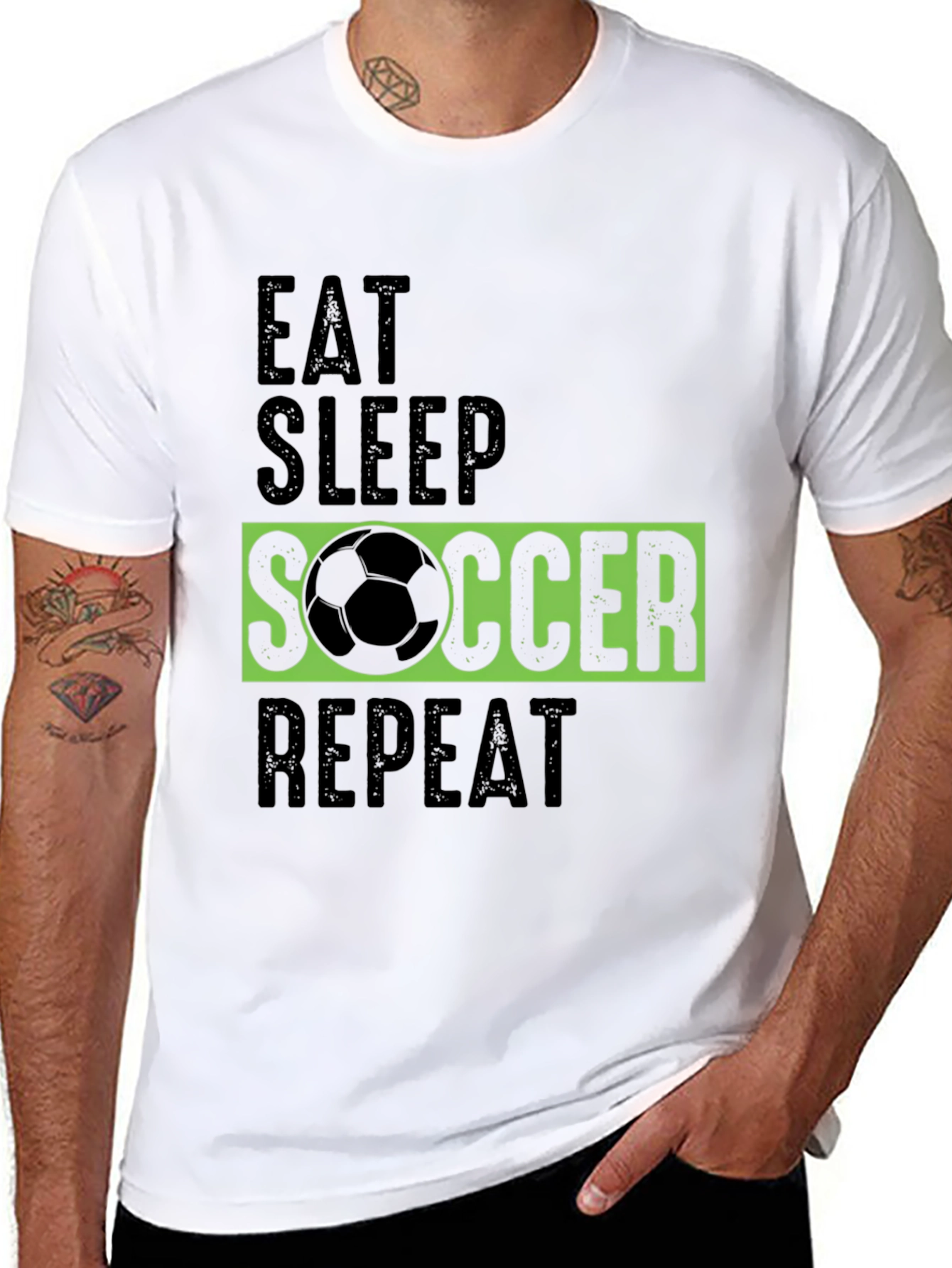Eat Sleep Soccer Repeat Graphic Tee