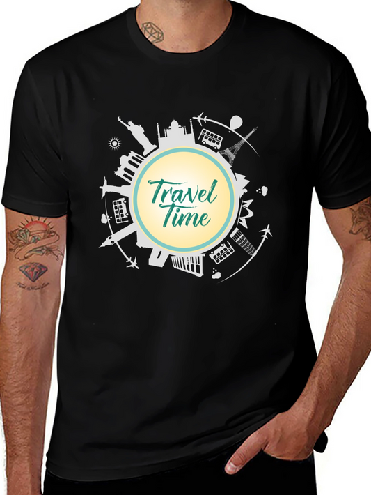 Travel Time T-Shirt - Black Graphic Tee