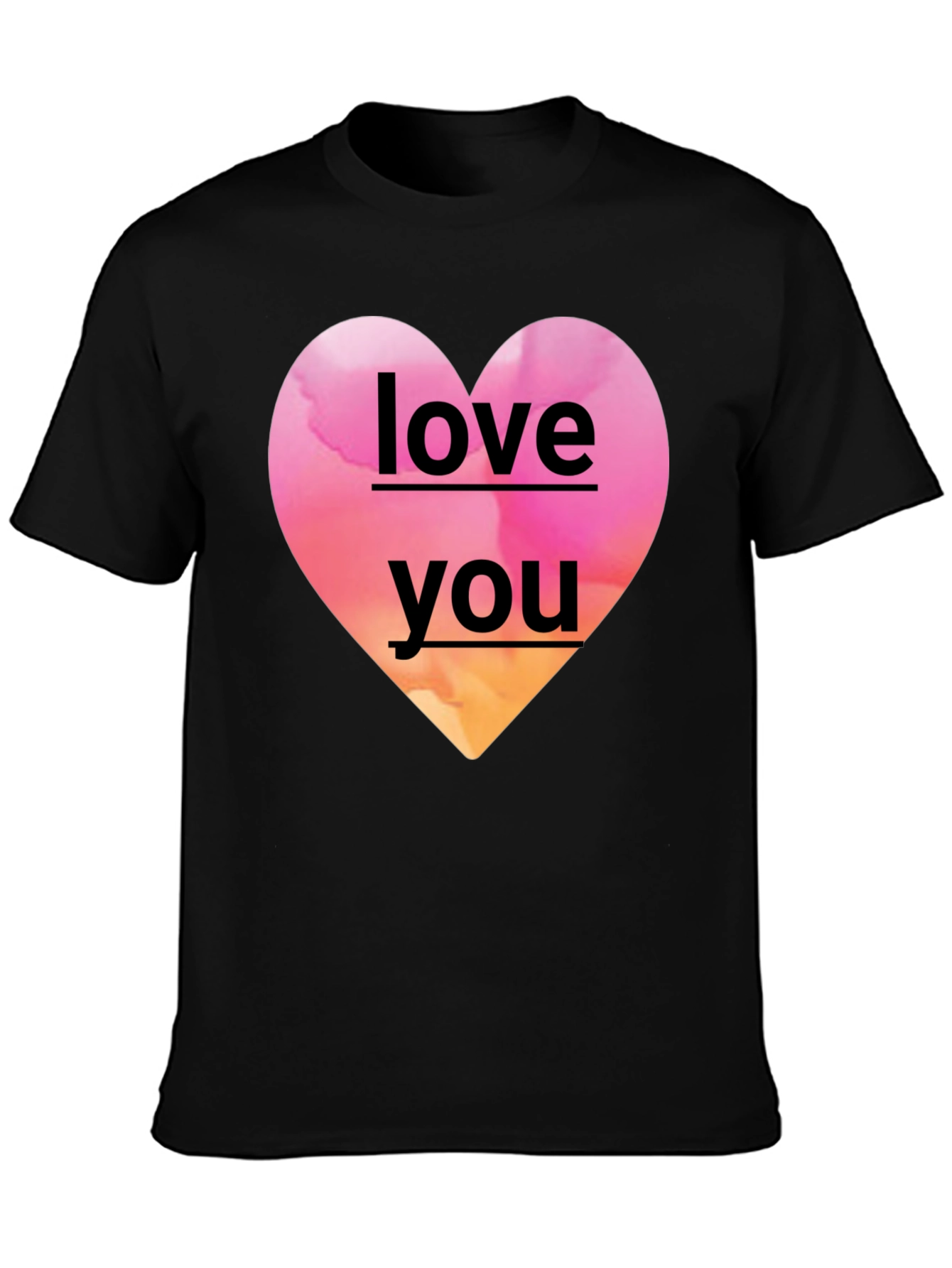 Love You Heart Graphic Black Tee Shirt