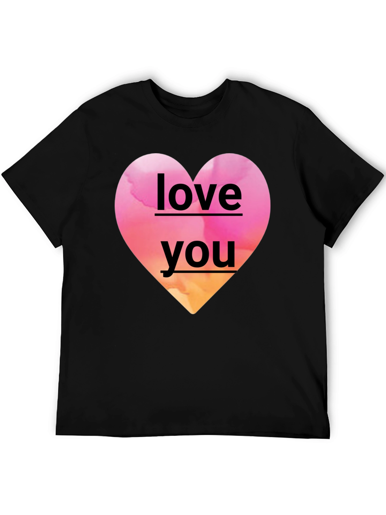 Love You Heart Graphic Black Tee Shirt