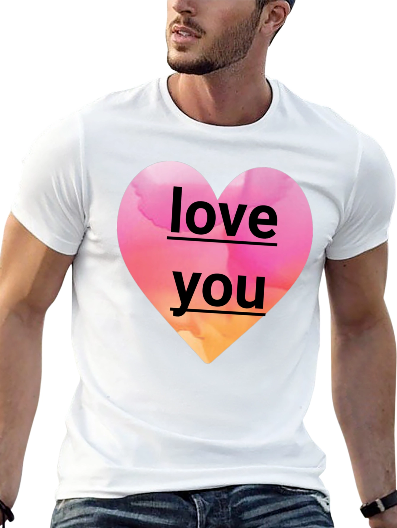 Love You Heart Graphic Black Tee Shirt