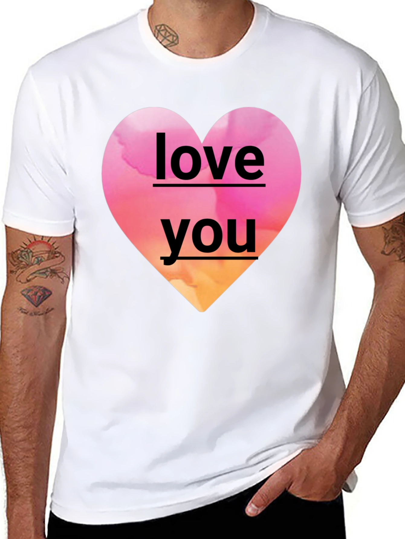 Love You Heart Graphic Black Tee Shirt