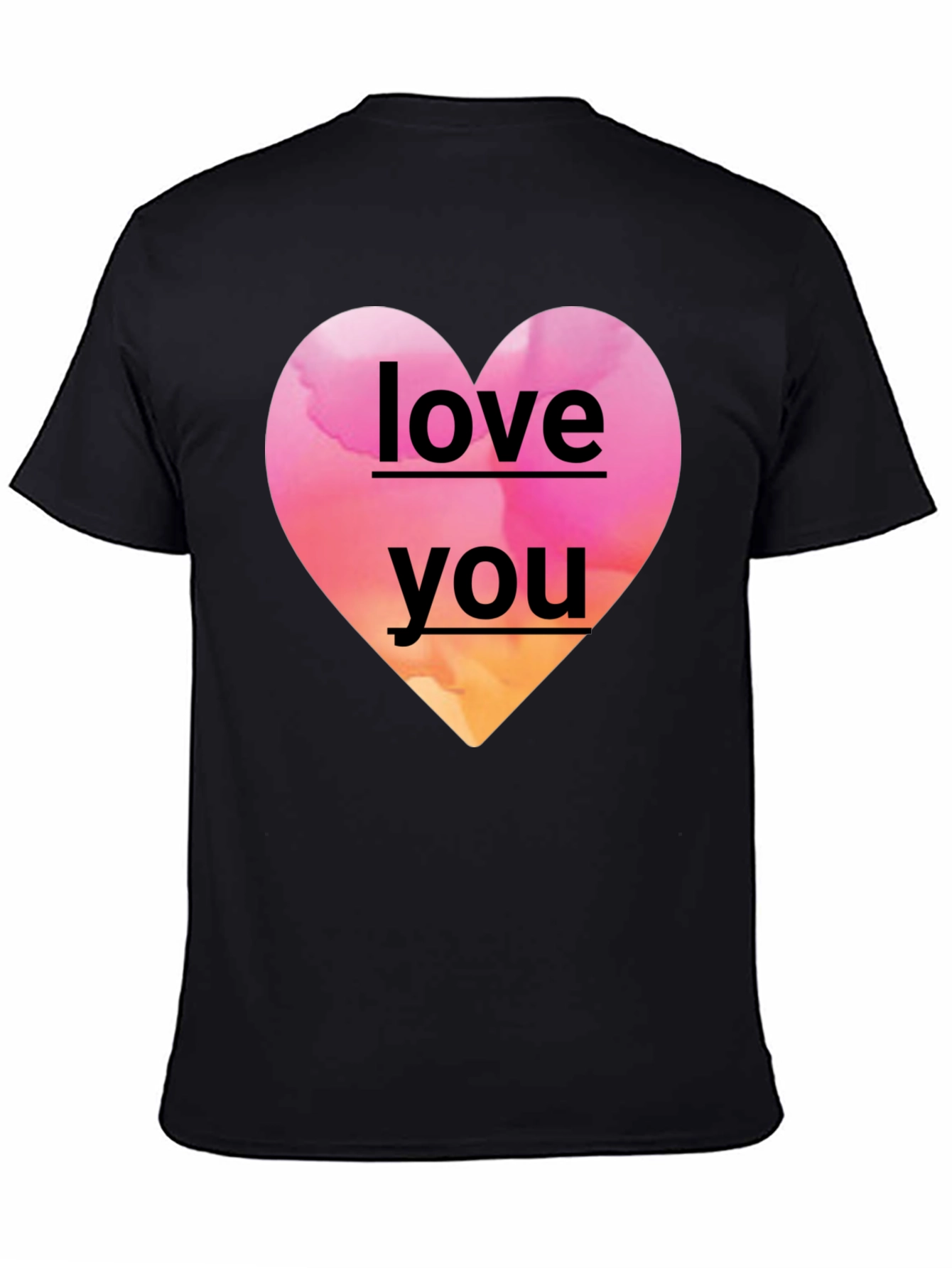 Love You Heart Graphic Black Tee Shirt