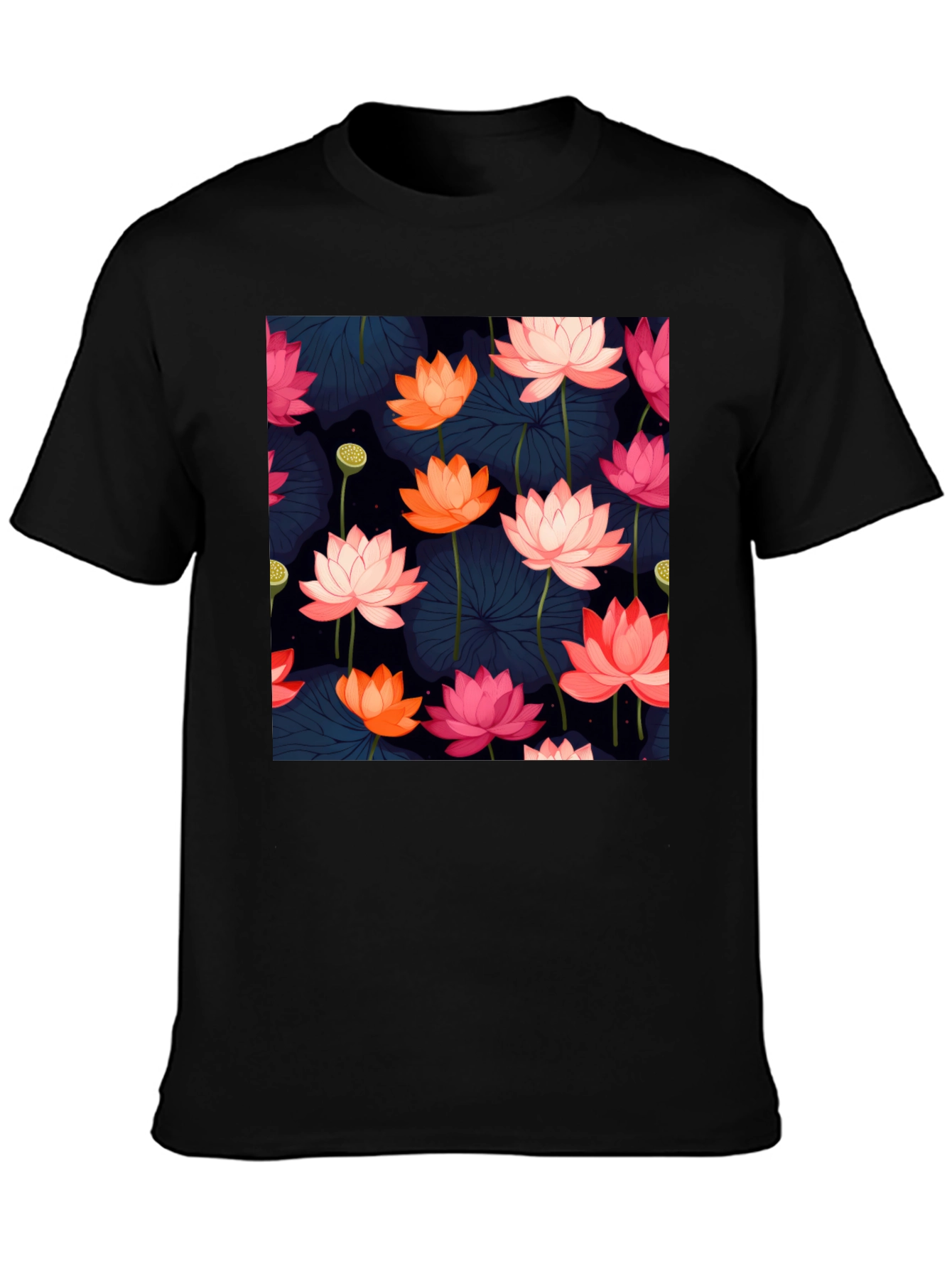 Lotus Floral Graphic Tee - Stylish Mens T-Shirt
