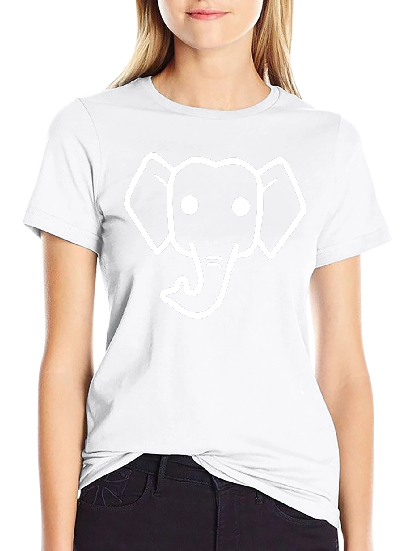 Elephant Outline Black T-Shirt - Classic Tee