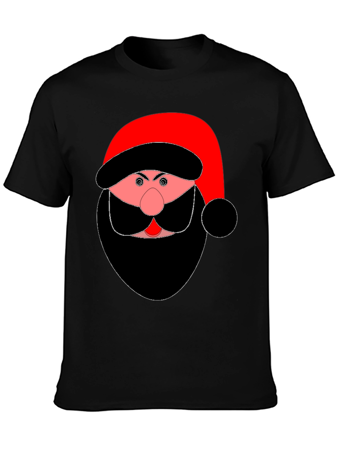 Santa Graphic Tee - Black Christmas T-Shirt