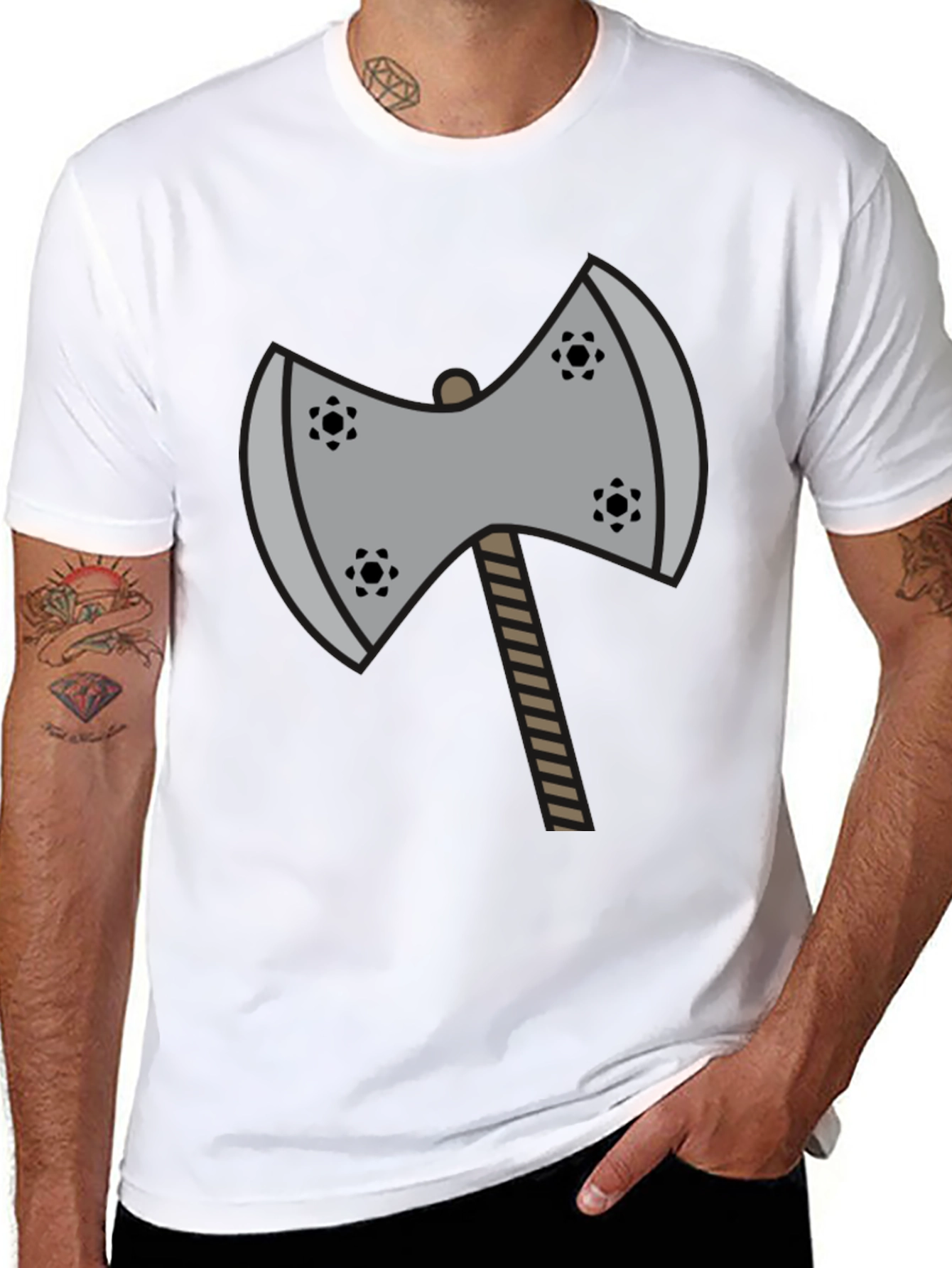 Axe Graphic Tee - Black Cotton Casual Shirt