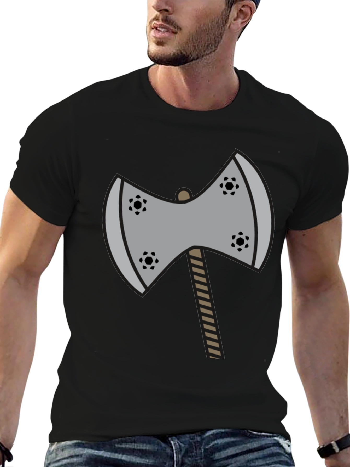 Axe Graphic Tee - Black Cotton Casual Shirt