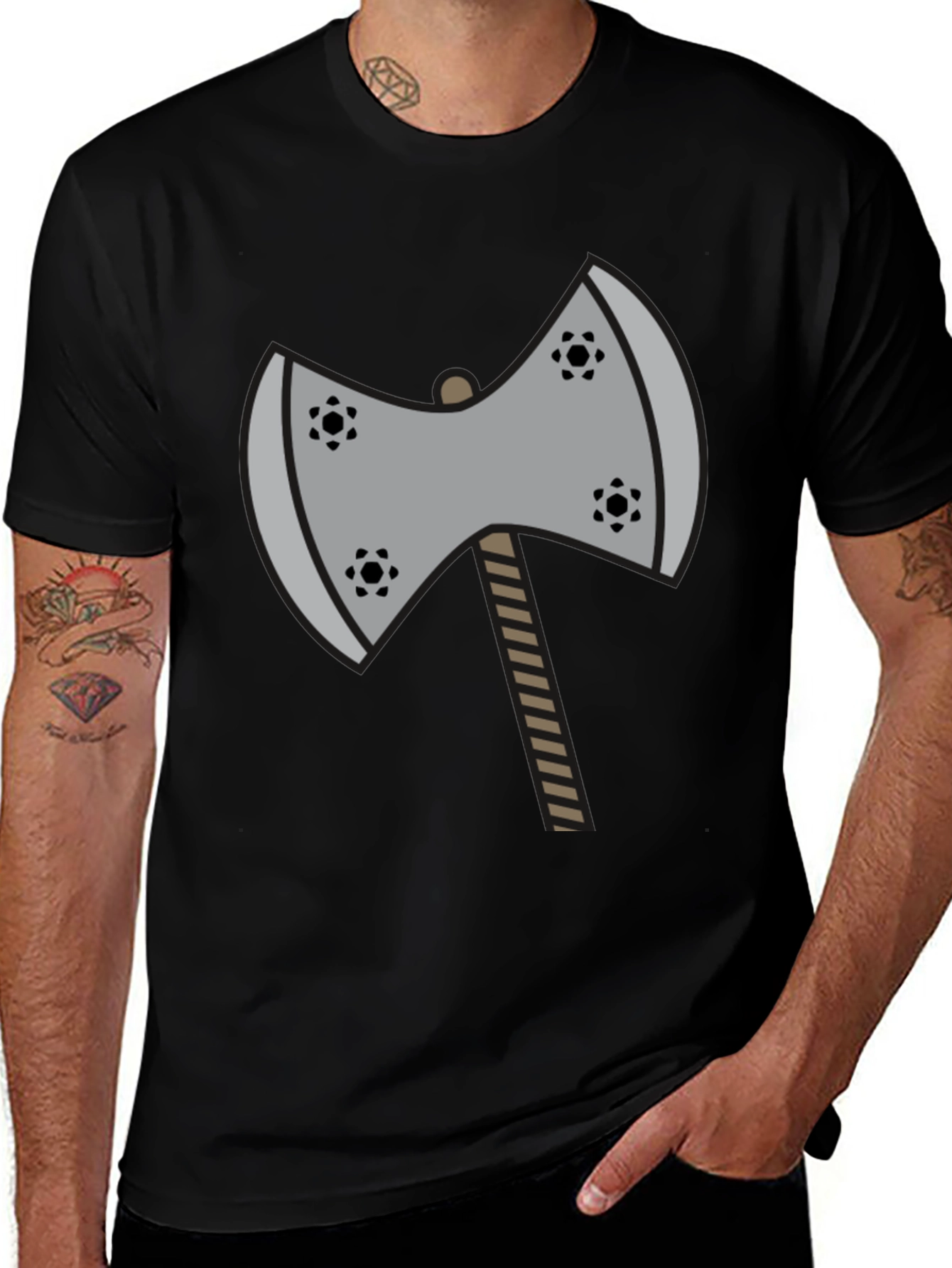Axe Graphic Tee - Black Cotton Casual Shirt